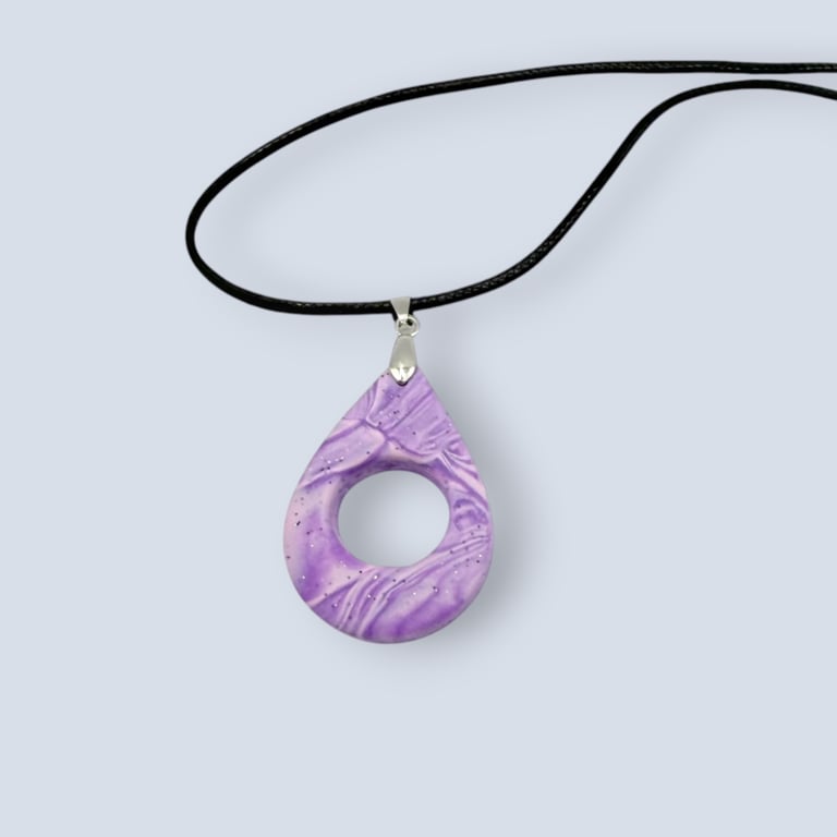 Pastel Pink and Lilac Marbled Glasses Holder Necklace with Black Waxed Cord