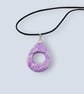 Pastel Pink and Lilac Marbled Glasses Holder Necklace with Black Waxed Cord