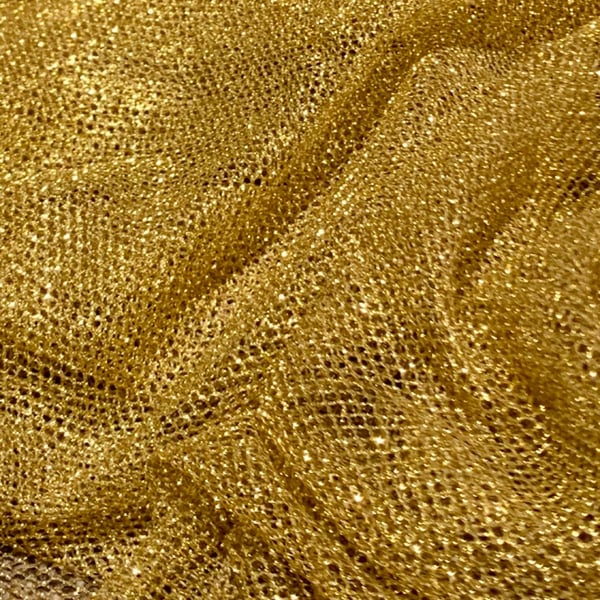 Gold Fishnet Chainmail Mesh Net Fabric 58'' PRICE PER METER