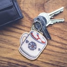 Wooden hot chocolate keyring