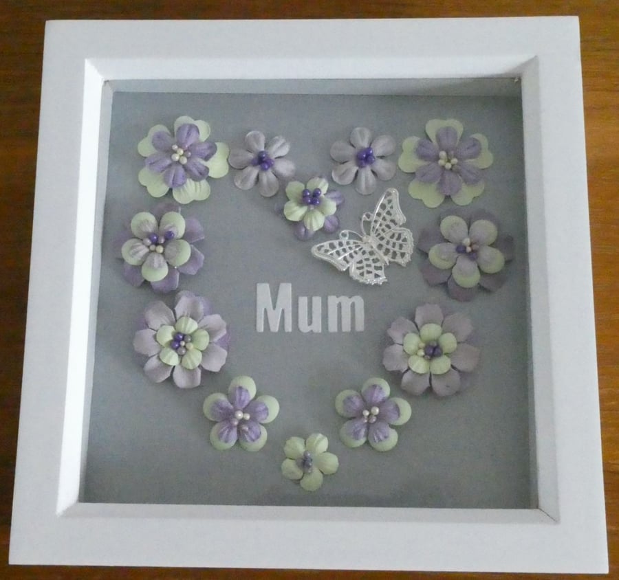 Sale - Mum Box Frame Gift - Purple & Lime