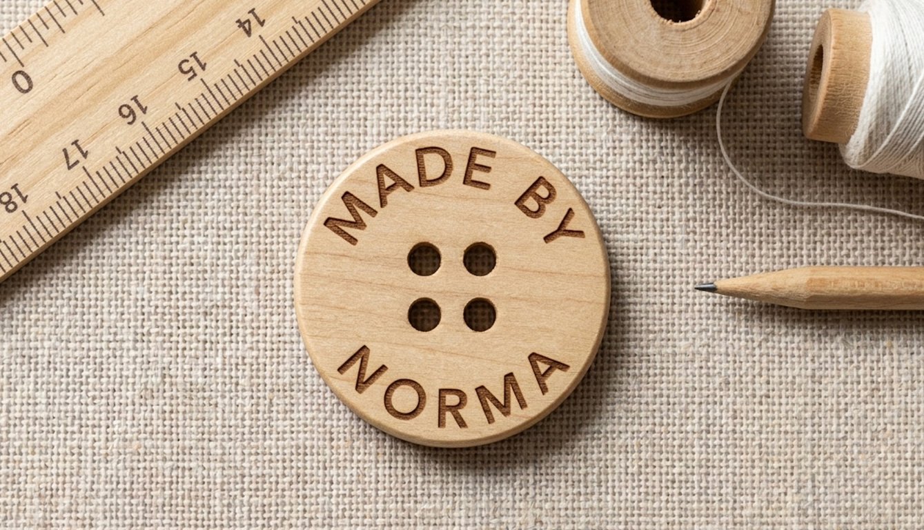 Personalised Wooden Buttons 15mm – Set of 20 Engraved Made By Name