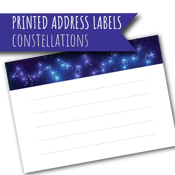 Printed self-adhesive address labels, Astrological Constellations