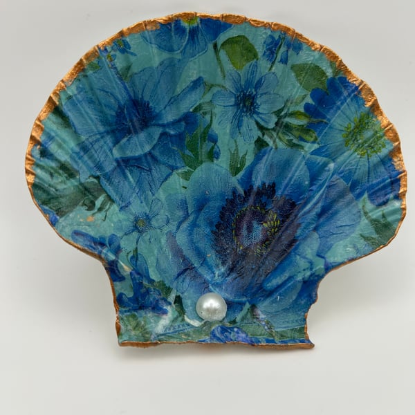 Shell Trinket Dish - Flower Blue