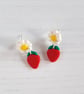 Strawberry and daisy stud dangle earrings - Image 1