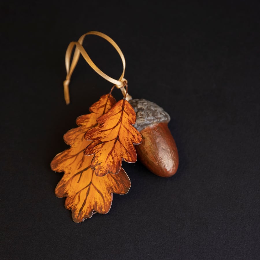 Hand painted autumnal acorn decoration