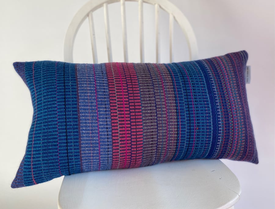  Hand woven cushion, designed and made using 100% wool by Yvonne Skelton