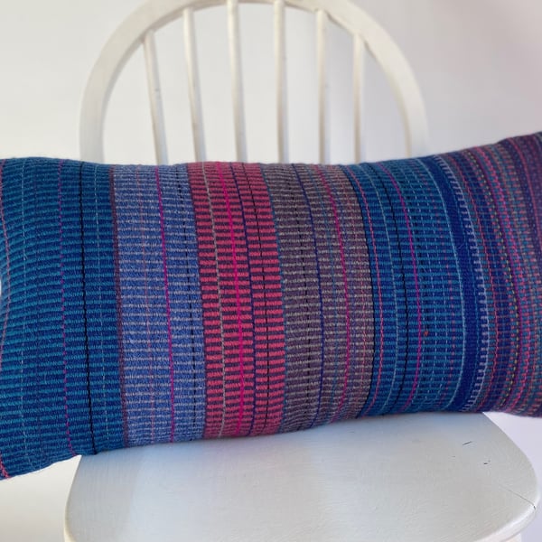 Door 4: Hand woven rectangle shaped Cushion, hand crafted using British wool