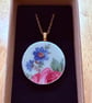 Upcycled bone china necklace floral rose