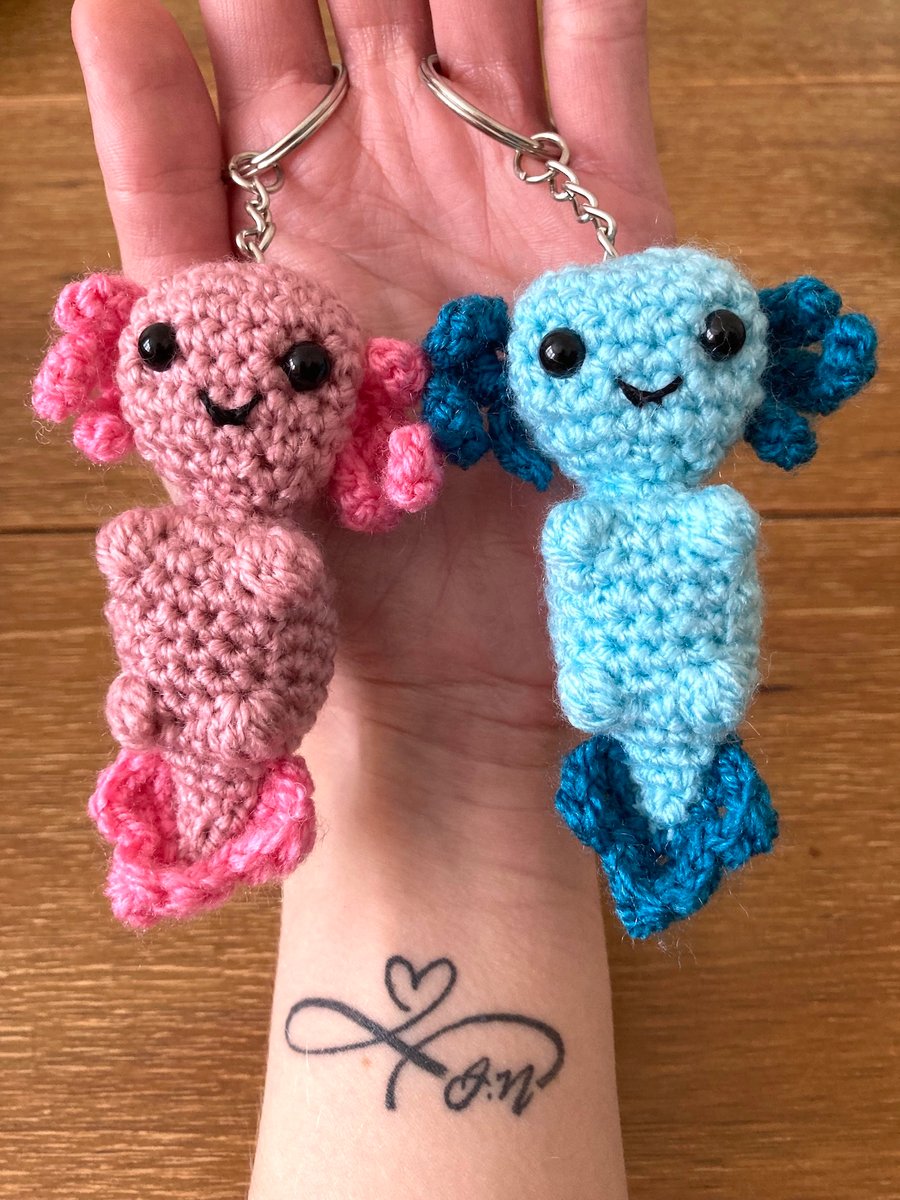 Mini Axolotl Crochet Keyring 