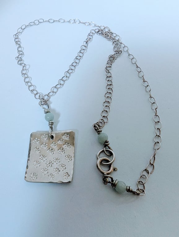 Daisy Flower Necklace, Sterling Silver, Hand Stamped