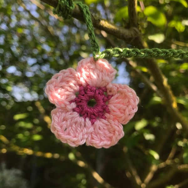 Pink Cherry Blossom crocheted bunting