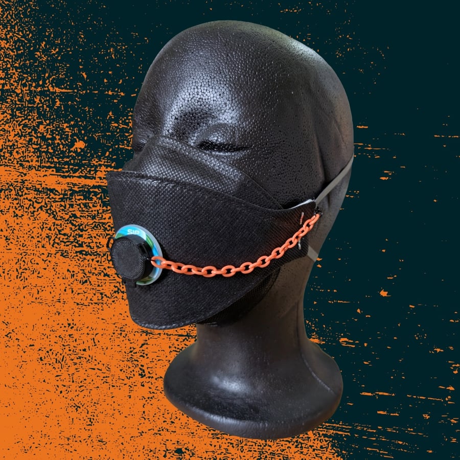 Black SIP valve cap with orange plastic keeper