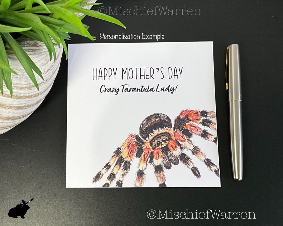 Personalised Spider Card for Any Occasion. Personalised Tarantula card.