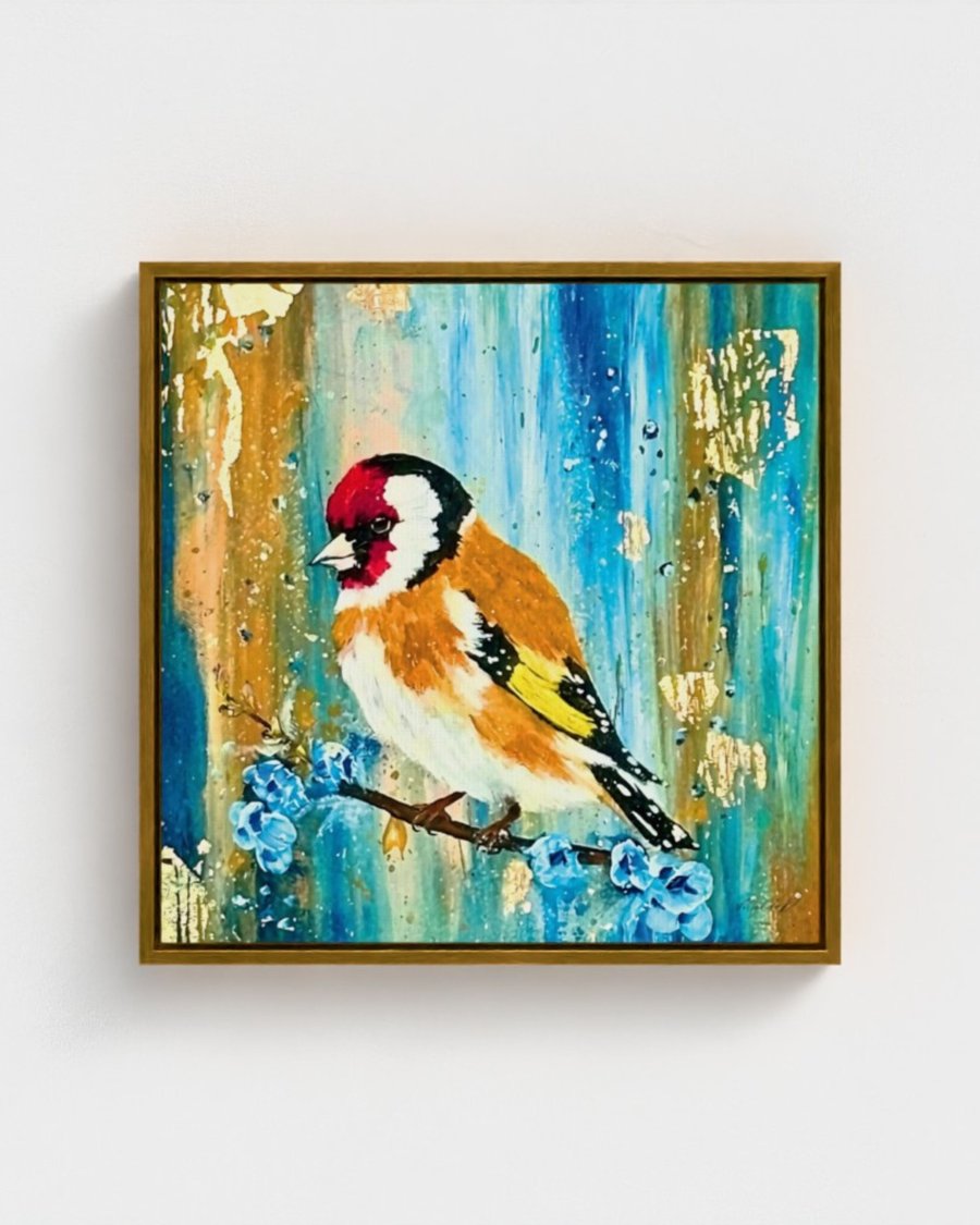 Float Framed Wildlife Canvas Print – Blue Tit, Kingfisher or European Goldfinch