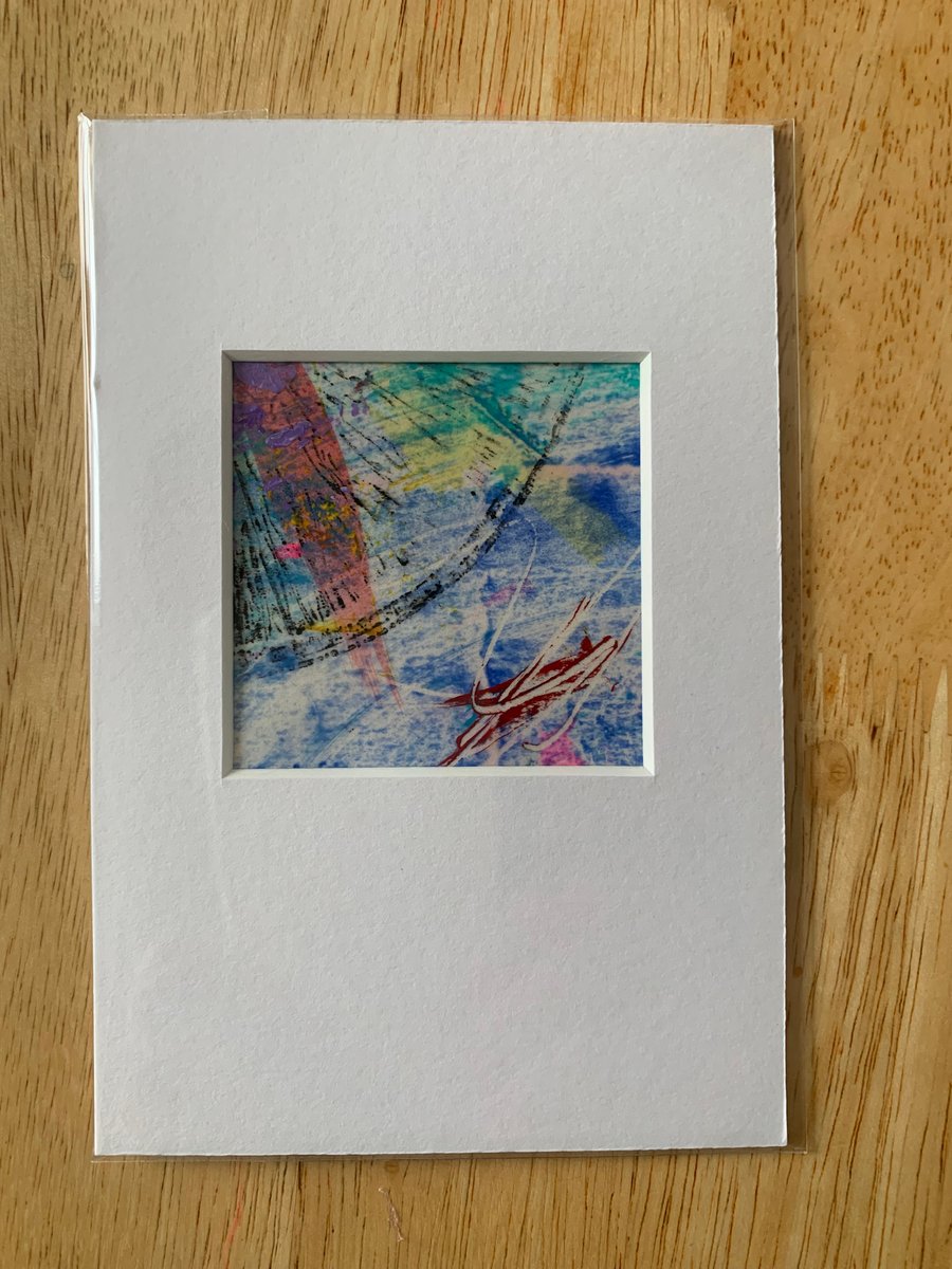 Unique Abstract Art work in a professionally cut aperture ready for framing.