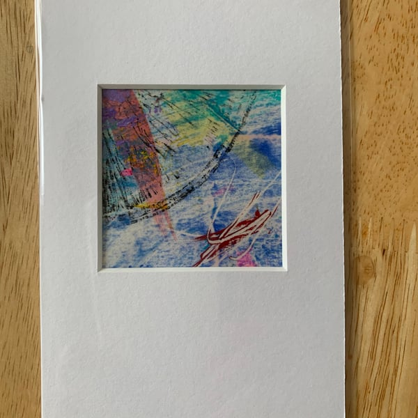 Unique Abstract Art work in a professionally cut aperture ready for framing.