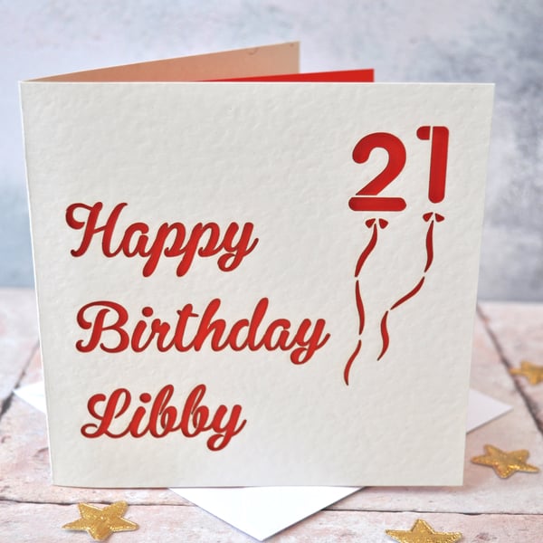 Personalised Laser Cut Birthday Balloon Card