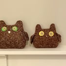 Knitted  brown owls with  button eyes