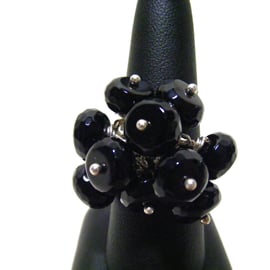 Black Agate Adjustable Ring