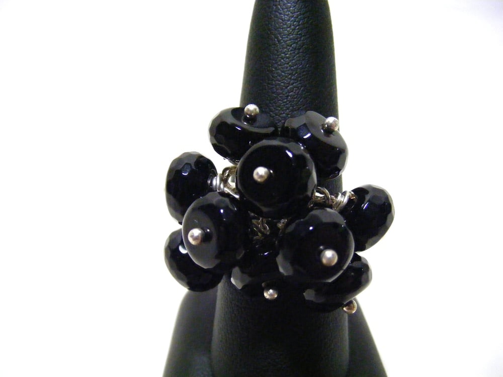 Black Agate Adjustable Ring