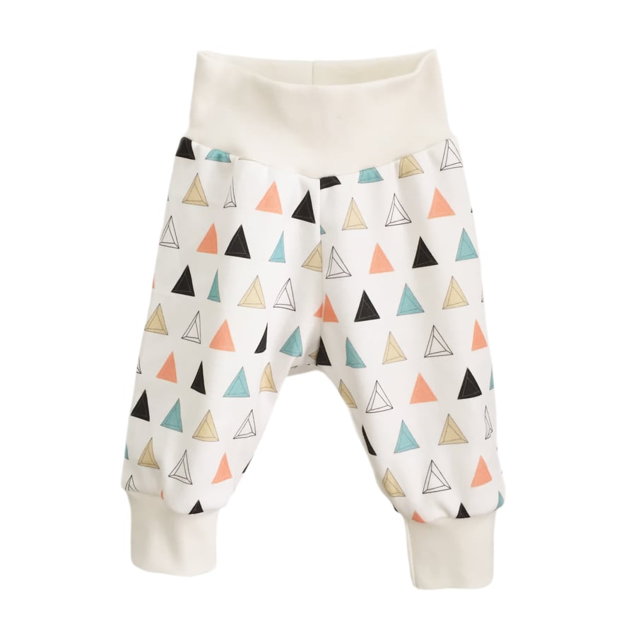 baby trousers, Organic cuff pants in PRISM TRIANGLES print, relaxed trousers