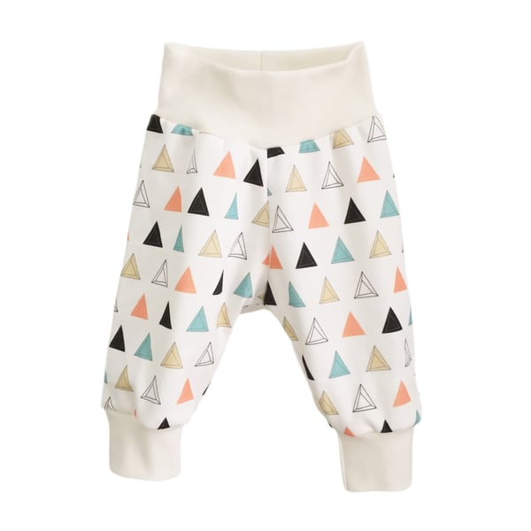 baby trousers, Organic cuff pants in PRISM TRIANGLES print, relaxed trousers