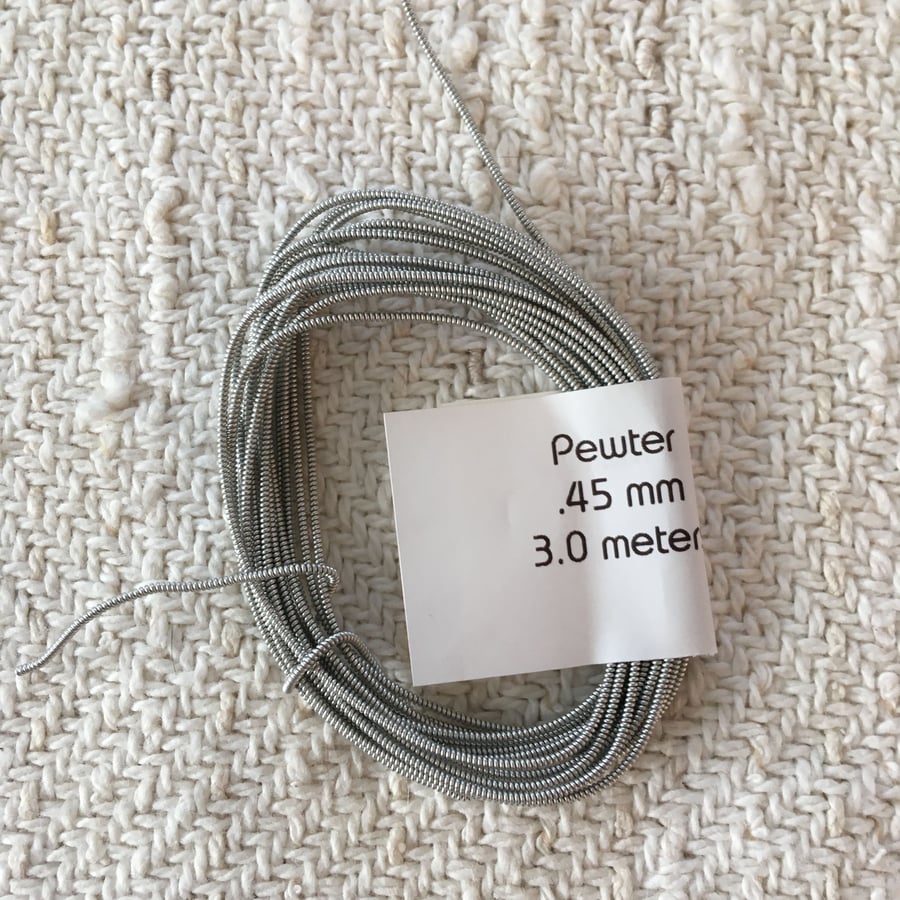 Pewter Tin Silver Thread wire .45 mm x 3 meter length