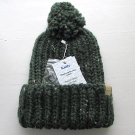 Classic Super chunky ribbed hat in green L size