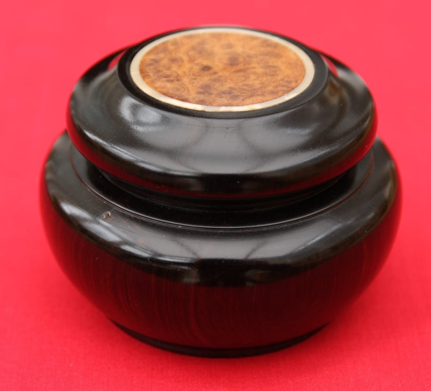 Beautiful Wooden Trinket Box Ebony with Amboyna Burr Lid No. 280