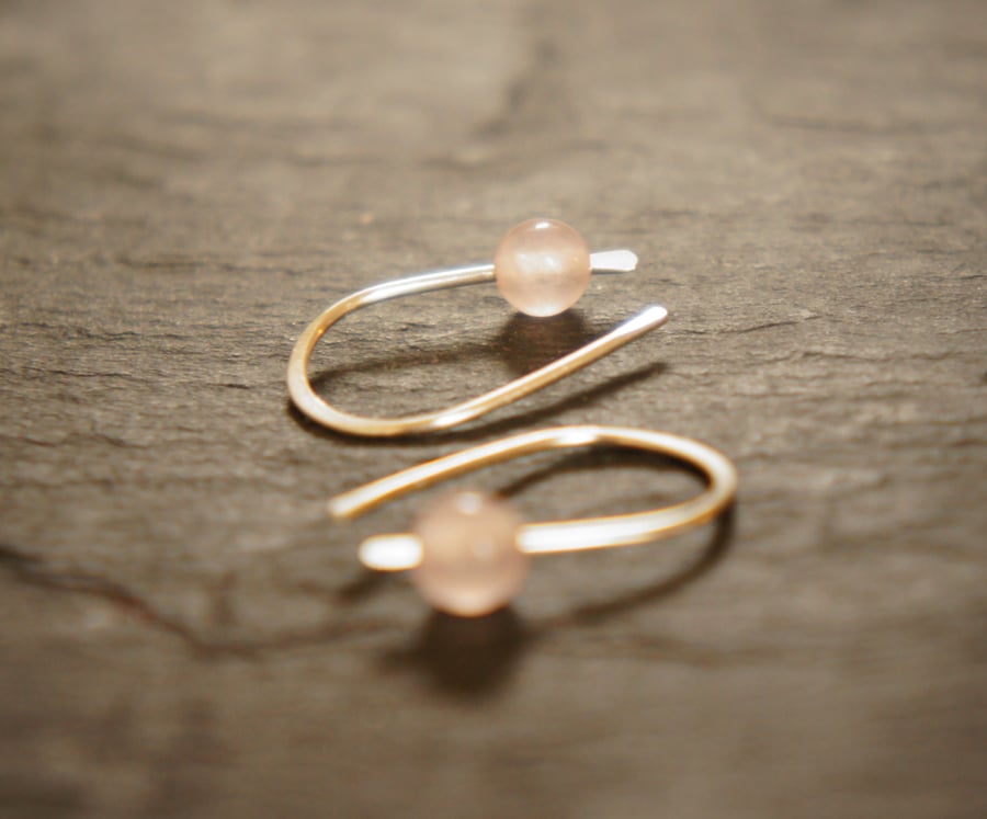 Rose Quartz Chakra Gemstone and Sterling Silver Earrings