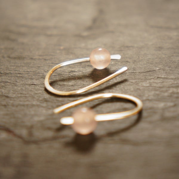 Rose Quartz Chakra Gemstone and Sterling Silver Earrings