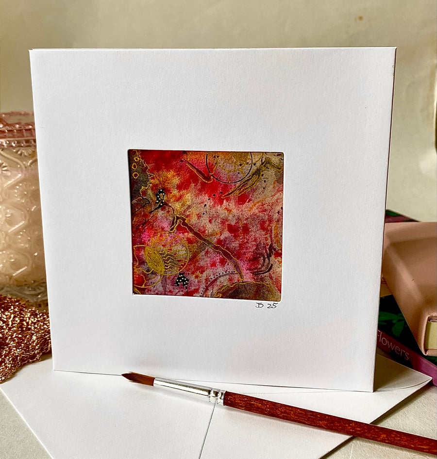 Abstract hand painted watercolour card 