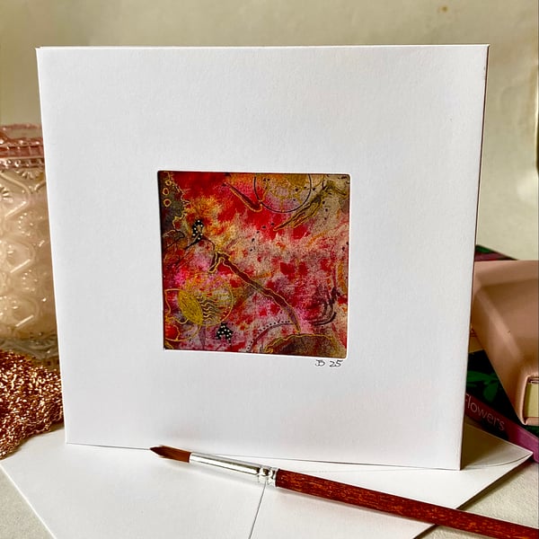 Abstract hand painted watercolour card 