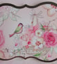 Handmade All Occasion Card, Birds with Pink Roses - Image 2