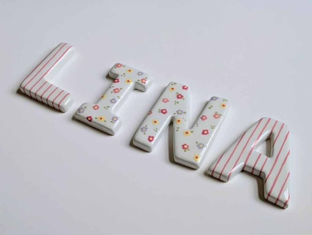 Handmade Clay Name Sign - Custom Nursery Wall - Bubble Letters for Kids Room
