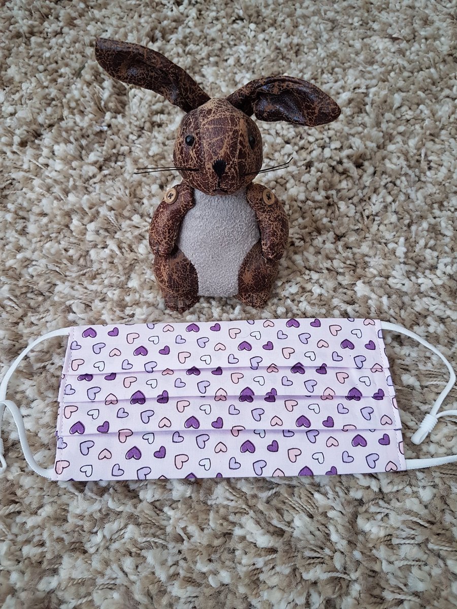 Adult  face covering - Lilac and Purple Heart print