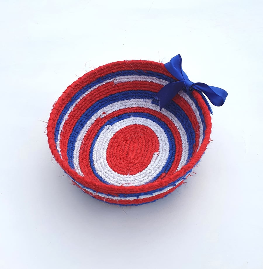 Coiled fabric basket - small storage in satin