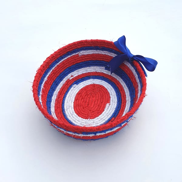 Coiled fabric basket - small storage in satin