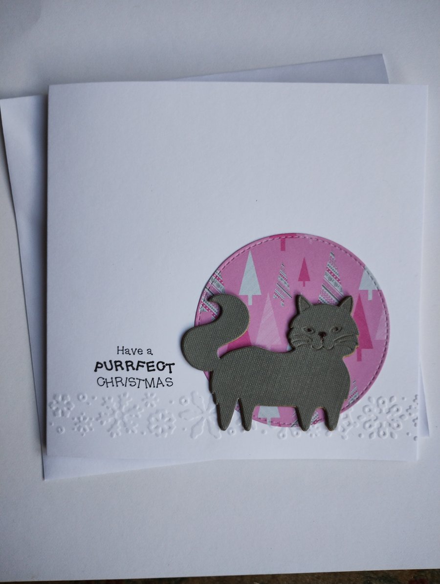 Have a PURRfect Christmas - little grey cat 