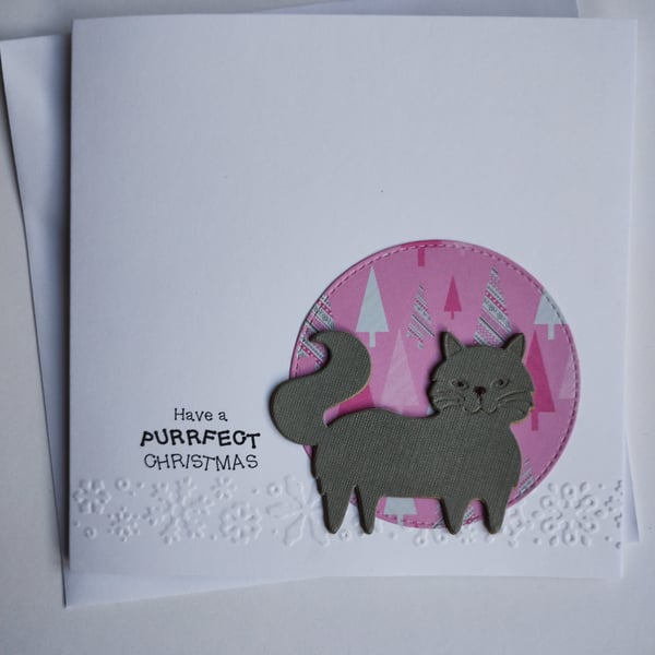 Have a PURRfect Christmas - little grey cat 