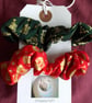 hair scrunchies, two Christmas scrunchies, hair ties, red & green scrunchies  - Image 1