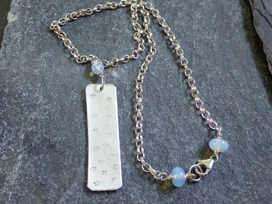 Star Necklace, Sterling Silver, Hand Stamped