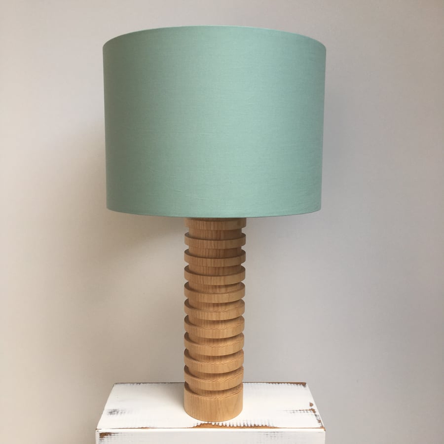 Handmade plain sage green drum lampshade
