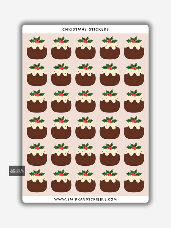 Funny Vinyl Sticker Sheet For Adults - Xmas Pudding