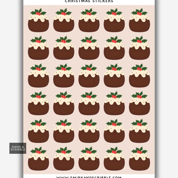 Funny Vinyl Sticker Sheet For Adults - Xmas Pudding