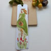  'Nature girl' Hand drawn and painted bookmark with silk ribbon '