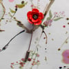 TINY RED POPPY PIN Wedding Corsage Remembrance Lapel Flower Brooch HAND PAINTED