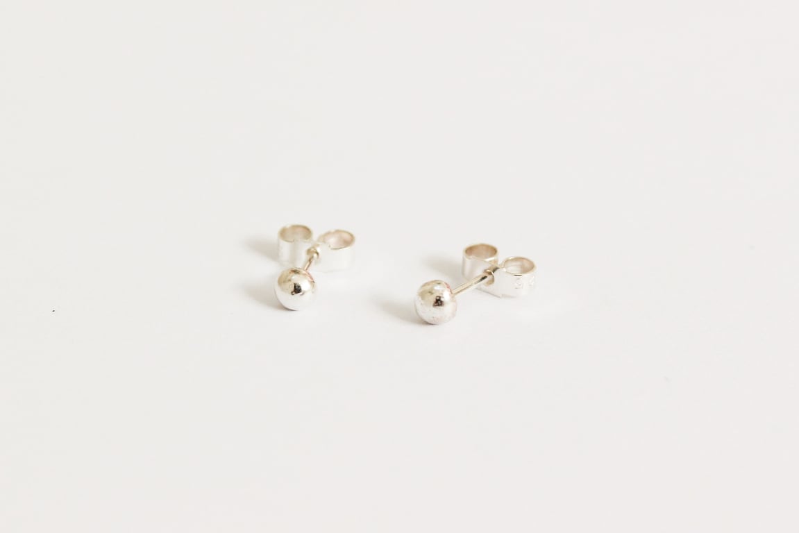 Silver earrings, silver studs
