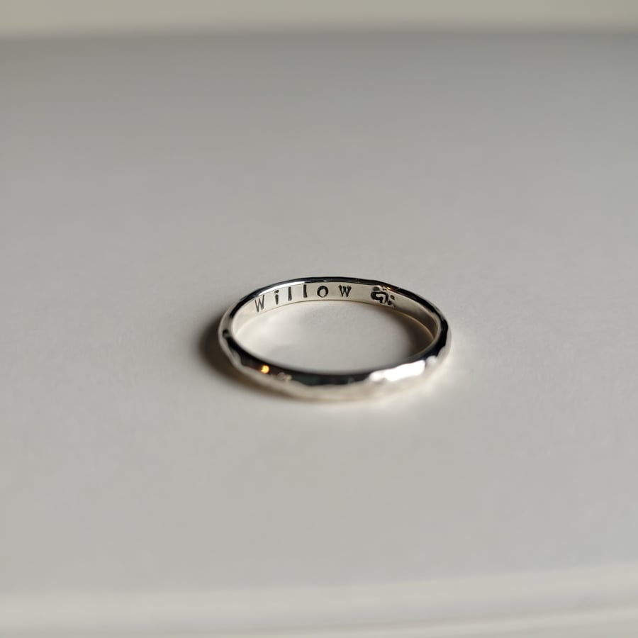 FOR LISA ONLY - Hammered ring with pet name and paw print